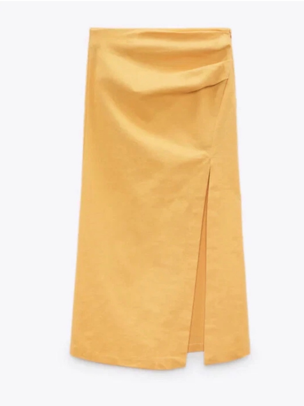 Zara Marigold Yellow Midi Skirt with Side Slit